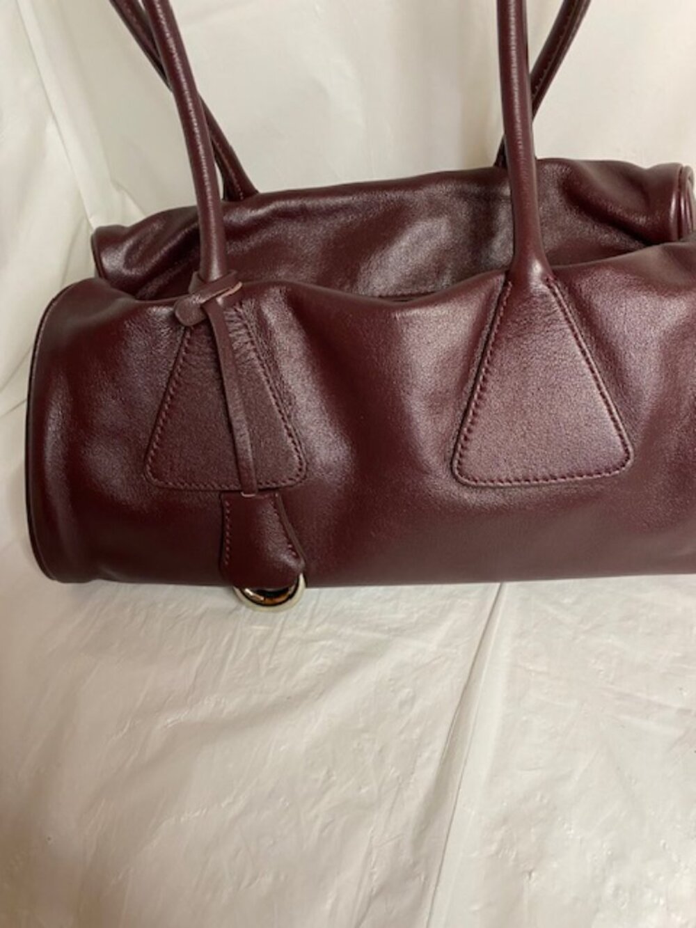 Leather Women’s Burgundy Pillow-Shaped Baguette Shoulder Bag - Picture 4 of 8